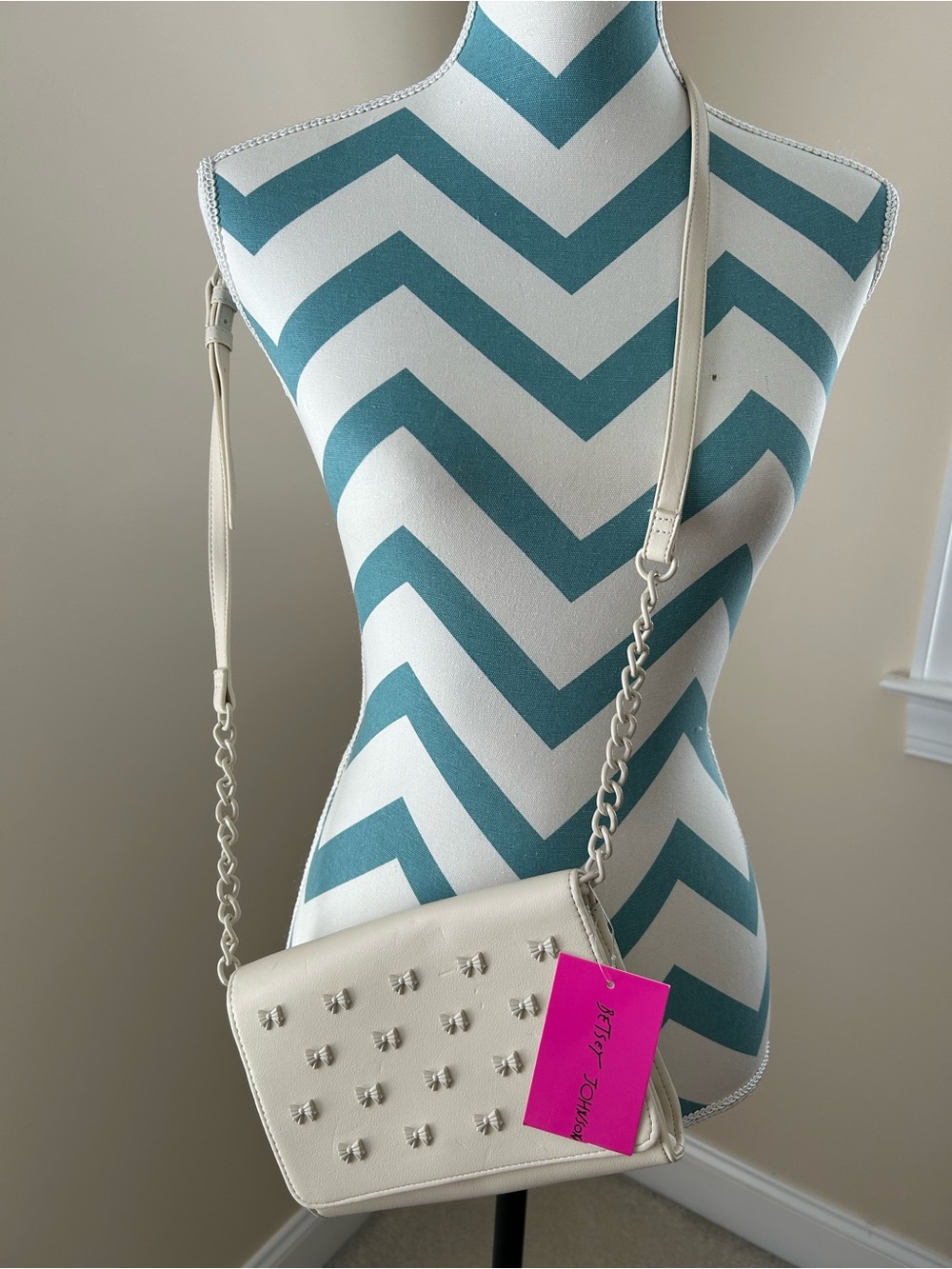 Betsey Johnson Ivory Crossbody with Stud Accents